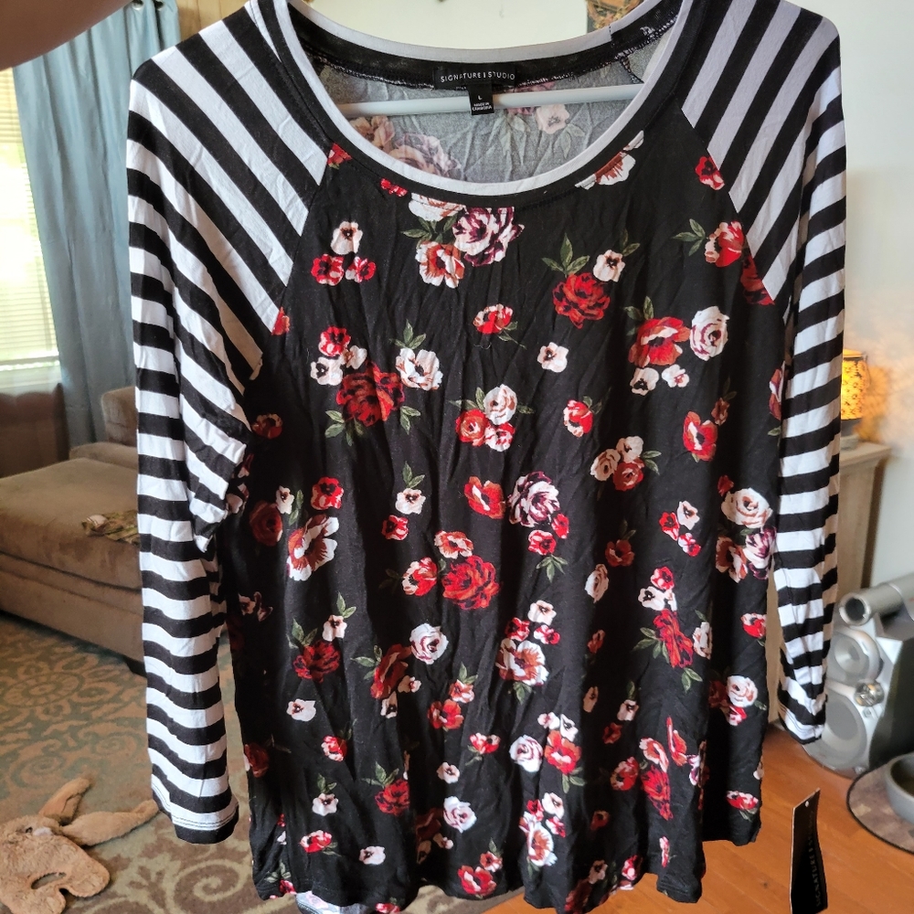 Flower/Stripe Top